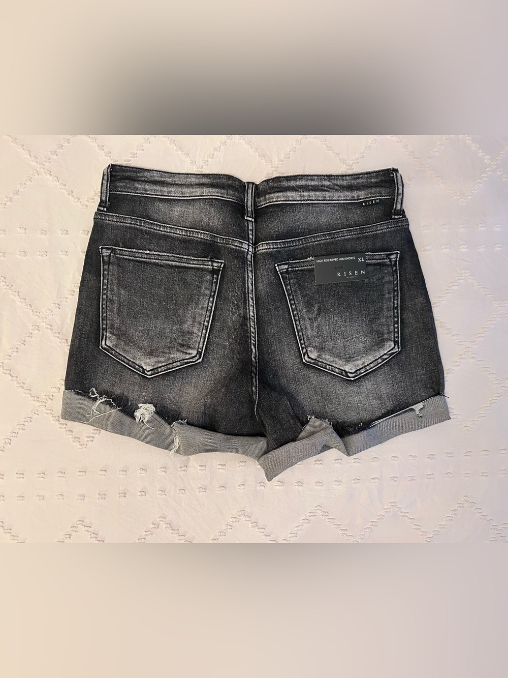 RISEN HIGH RISE RIPPED HEM SHORTS - Picture 11 of 12
